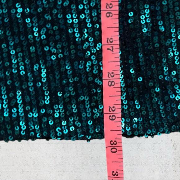 Lucy In The Sky Square Neck Dress in Green Sequins Size M HoCo Evening Party - Picture 11 of 13